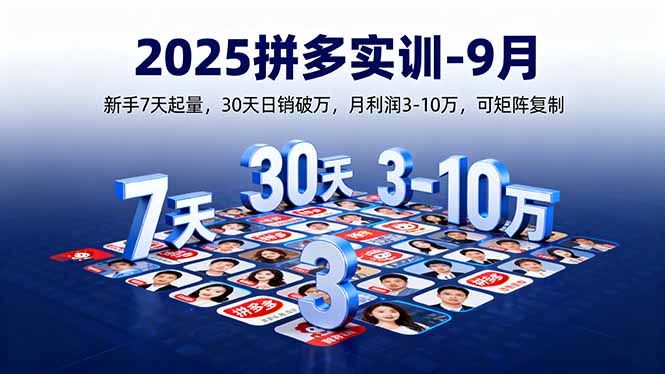 2025拼多多实训-9月：新手7天起量,30天日销破万,月利润3-10万,可矩阵复制-蓝海云网创