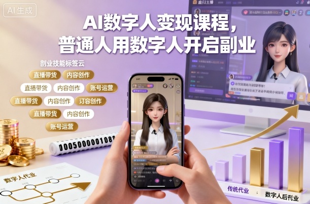 AI数字人变现课程,普通人用数字人开启副业