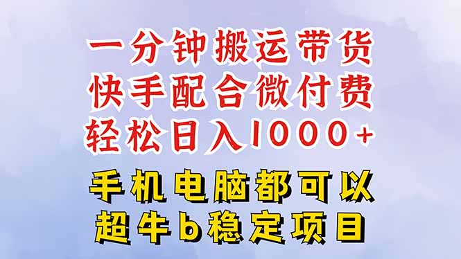 快手黑科技一分钟搬运带货，一刀不剪过原创，微付费投流玩法，轻松日入…-蓝海云网创
