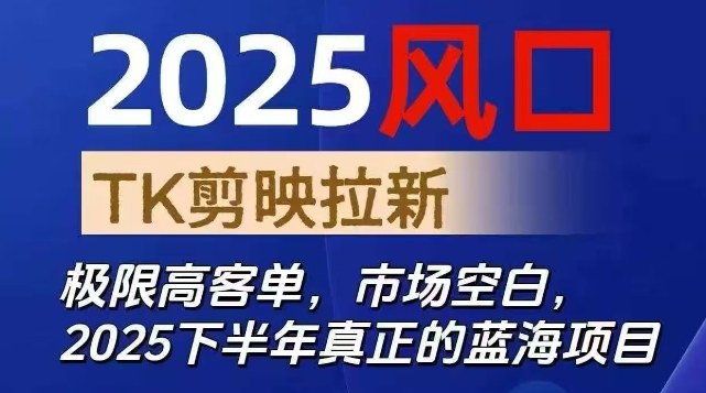 2025风口TK剪映capcut拉新项目，极限高客单，市场空白，2025下半年真正的蓝海项目-蓝海云网创