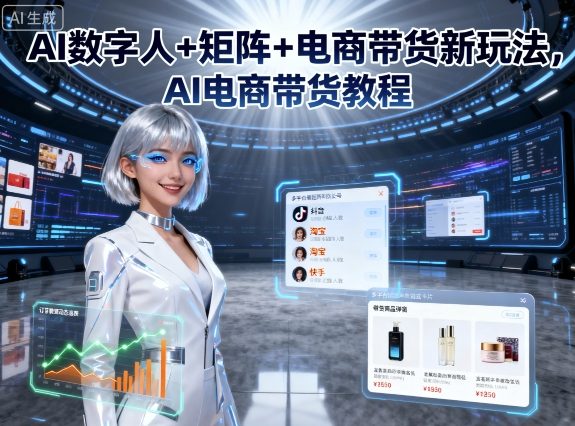 AI数字人+矩阵+电商带货新玩法，AI电商带货教程-蓝海云网创