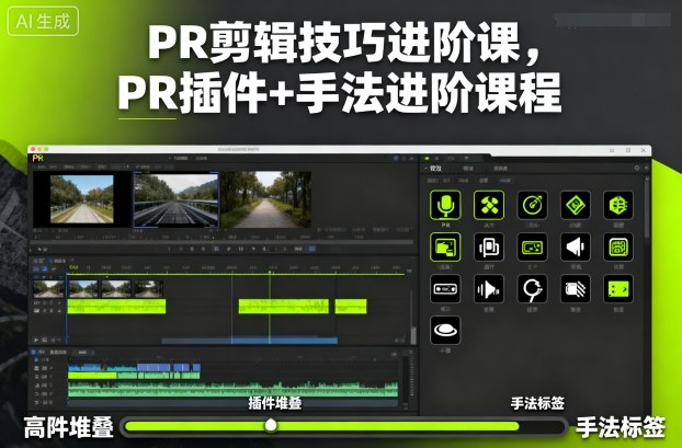 PR剪辑技巧进阶课，PR插件+手法进阶课程-蓝海云网创