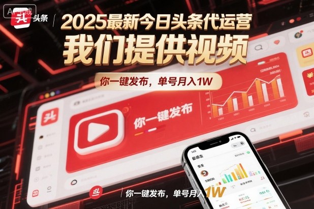 2025最新今日头条代运营，我们提供视频，你一键发布，单号月入1W【揭秘】-蓝海云网创