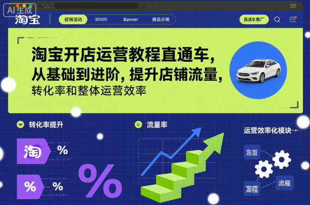 淘宝开店运营教程直通车，从基础到进阶，提升店铺流量，转化率和整体运营效率(更新11月)-蓝海云网创