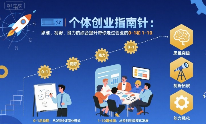 个体创业指南针，思维、视野、能力的综合提升带你走过创业的0-1和1-10【音频】-蓝海云网创