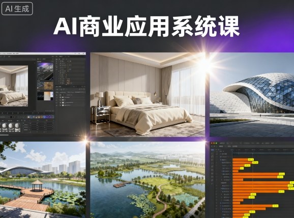 AI商业应用系统课,室内-软装-建筑-景观,智能设计+效果图+动画画实战-蓝海云网创