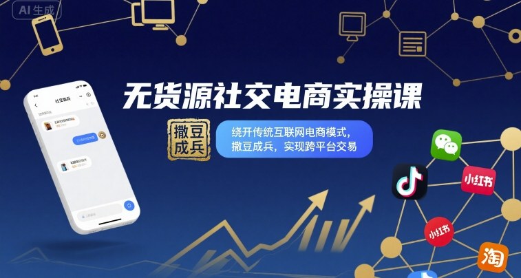 无货源社交电商实操课,绕开传统互联网电商模式,撒豆成兵,实现跨平台交易-蓝海云网创