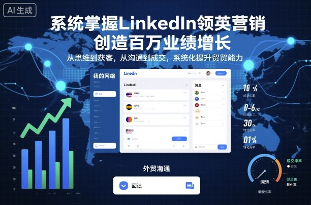 系统掌握LinkedIn领英营销，创造百万业绩增长，从思维到获客，从沟通到成交，系统化提升外贸能力-蓝海云网创