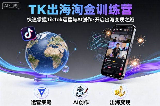 TK出海淘金训练营，助你快速掌握TikTok运营与AI创作，开启出海变现之路-蓝海云网创