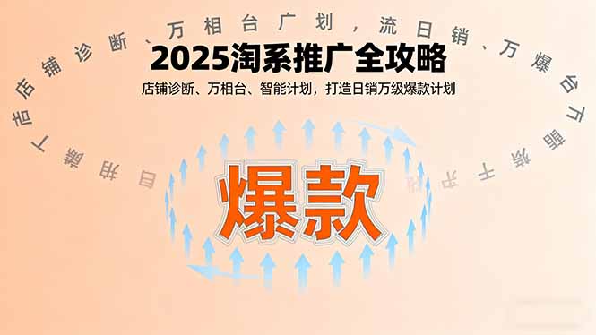2025淘系推广全攻略，店铺诊断、万相台、智能计划，打造日销万级爆款计划-蓝海云网创