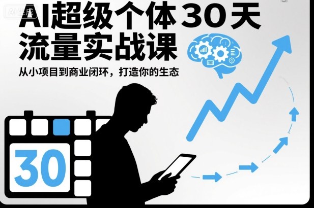 AI超级个体30天流量实战课，从小项目到商业闭环，打造你的生态-蓝海云网创