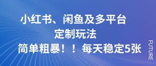 小红书、闲鱼及多平台定制玩法简单粗暴！每天稳定5张-蓝海云网创
