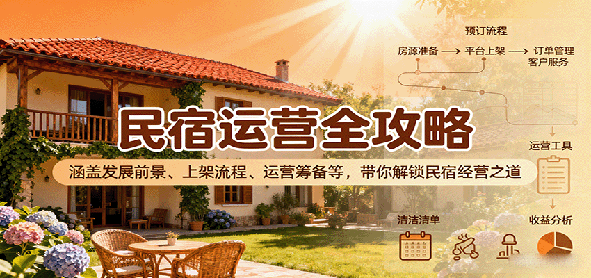 民宿运营全攻略：涵盖发展前景、上架流程、运营筹备等，带你解锁民宿经营之道-蓝海云网创