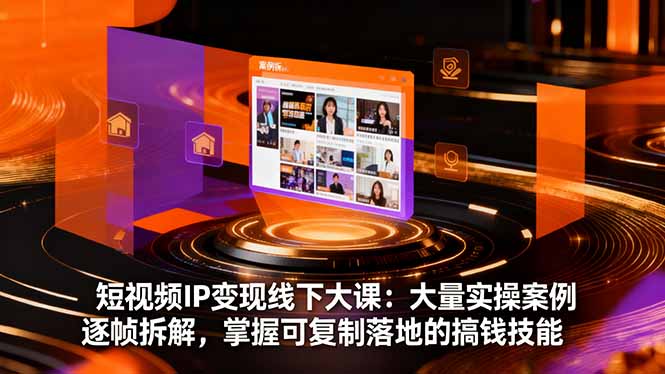 短视频IP变现线下大课:大量实操案例逐帧拆解,掌握可复制落地的搞钱技能-蓝海云网创