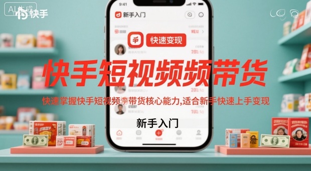 快手短视频带货，快速掌握快手短视频带货核心能力，适合新手快速上手变现-蓝海云网创