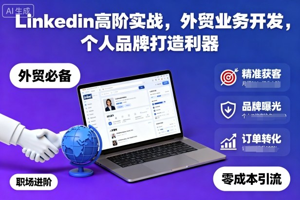 Linkedin高阶实战，外贸业务开发，个人品牌打造利器-蓝海云网创