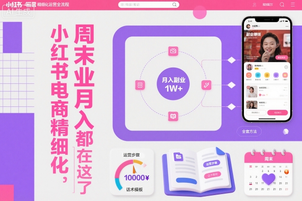 小红书电商精细化运营全流程，周末副业月入1W+，全套方法都在这了-蓝海云网创