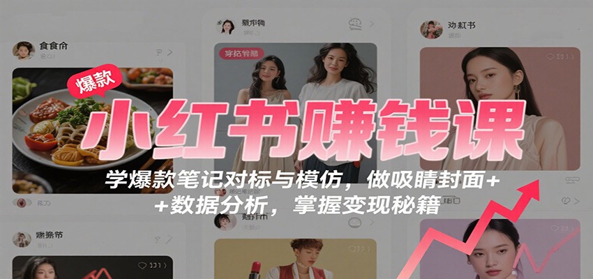 小红书赚钱课：学爆款笔记对标与模仿，做吸睛封面 + 数据分析，掌握变现秘籍-蓝海云网创