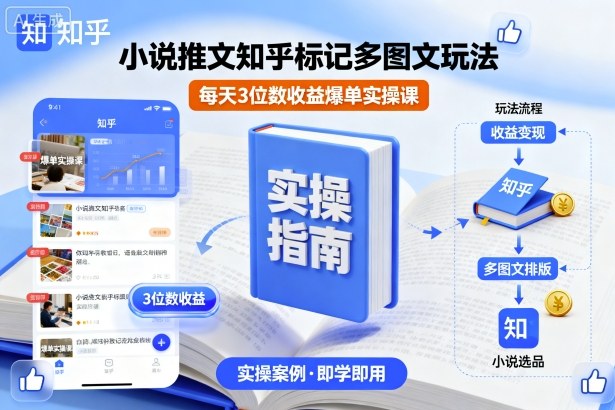 小说推文知乎标记多图文玩法，每天3位数收益爆单实操课-蓝海云网创
