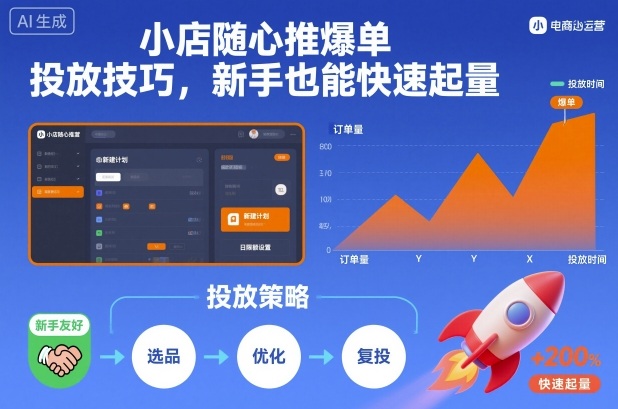 小店随心推爆单投放技巧，新手也能快速起量-蓝海云网创