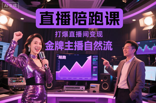 直播陪跑课，金牌主播自然流打爆直播间，复制高变现玩法-蓝海云网创