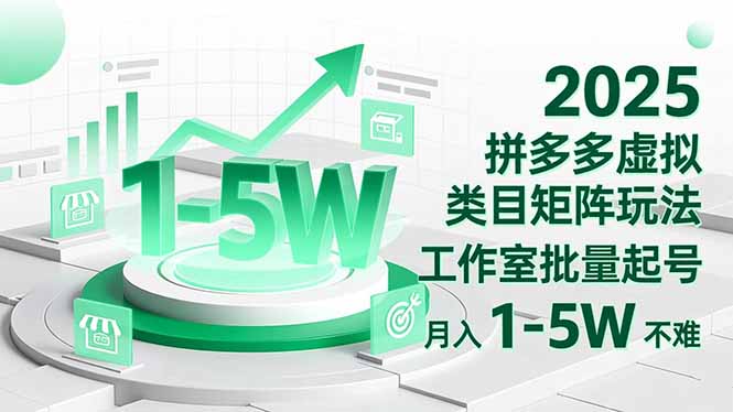 2025 拼多多虚拟类目矩阵玩法，工作室批量起号，月入 1-5W 不难-蓝海云网创