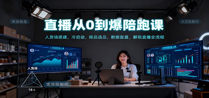 直播从0到爆陪跑课：人货场搭建，冷启动，排品选品，数据复盘，解锁直播全流程-蓝海云网创