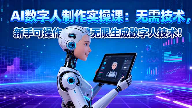 AI数字人制作实操课：无需技术，新手可操作，免费无限生成数字人技术！-蓝海云网创