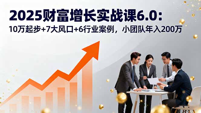 2025财富增长实战课6.0：10万起步+7大风口+6行业案例，小团队年入200万-蓝海云网创