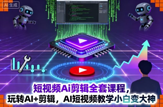 短视频Ai剪辑全套课程，玩转AI+剪辑，AI短视频教学小白变大神-蓝海云网创