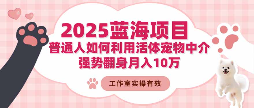 2025蓝海项目：普通人如何利用活体宠物中介，强势翻身月入10万-蓝海云网创