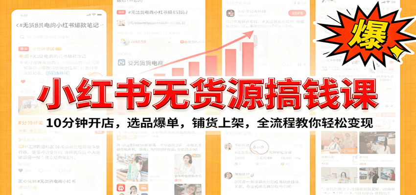 小红书无货源爆单课：10分钟开店，选品爆单，铺货上架，全流程教你轻松变现-蓝海云网创