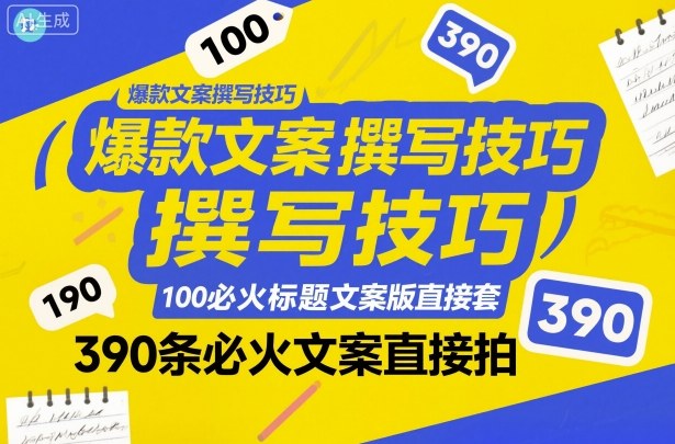 爆款文案撰写技巧，100个必火标题文案模版直接套，390条必火文案直接拍-蓝海云网创