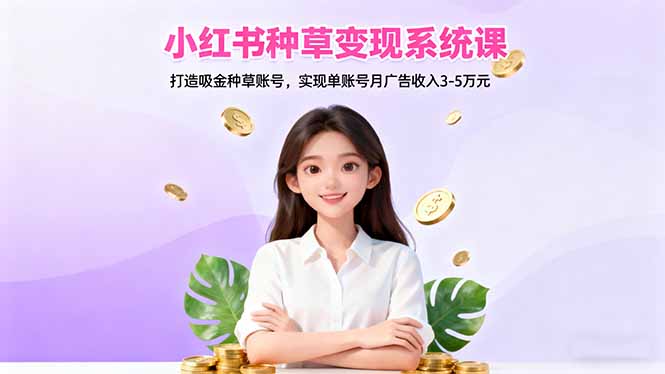 小红书种草变现系统课：打造吸金种草账号，实现单账号月广告收入3-5万元-蓝海云网创