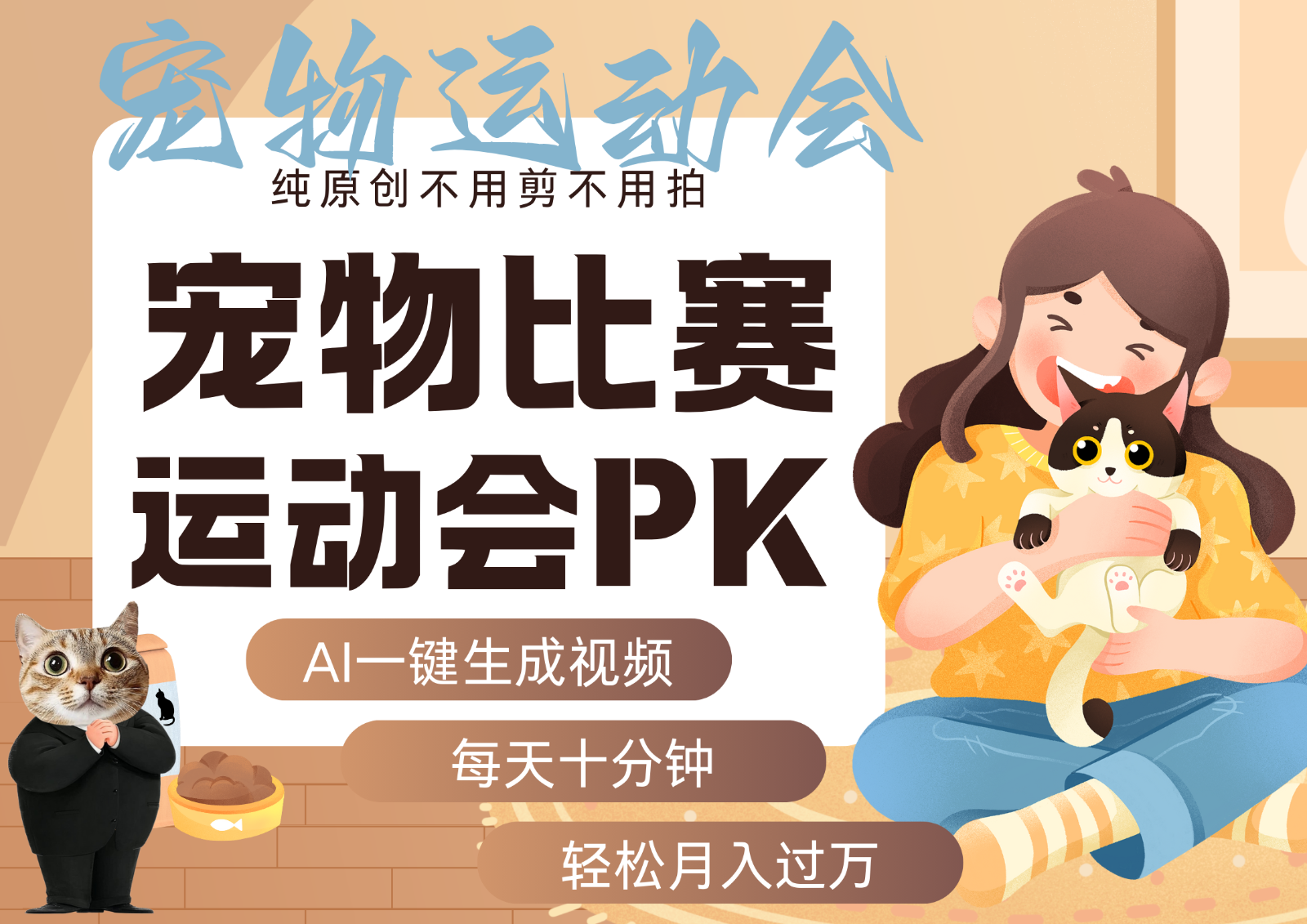 AI萌宠运动员跳水 射击 篮球 足球比赛 每天十分钟 附详细提示词文案库 代替做…-蓝海云网创