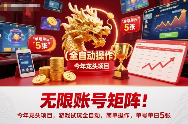 无限账号矩阵！今年龙头项目，游戏试玩全自动，简单操作，单号单日5张【揭秘】-蓝海云网创