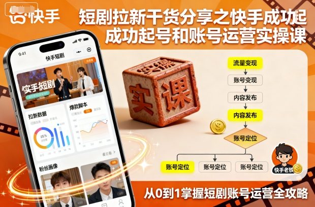 短剧拉新干货分享之快手成功起号和账号运营实操课-蓝海云网创