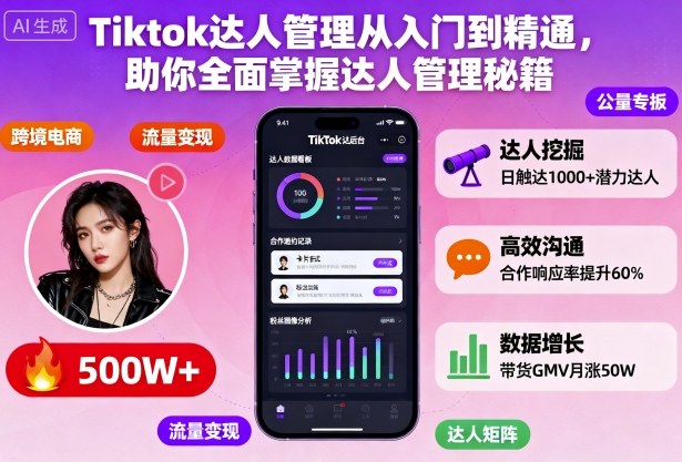 Tiktok达人管理从入门到精通,助你全面掌握达人管理秘籍-蓝海云网创