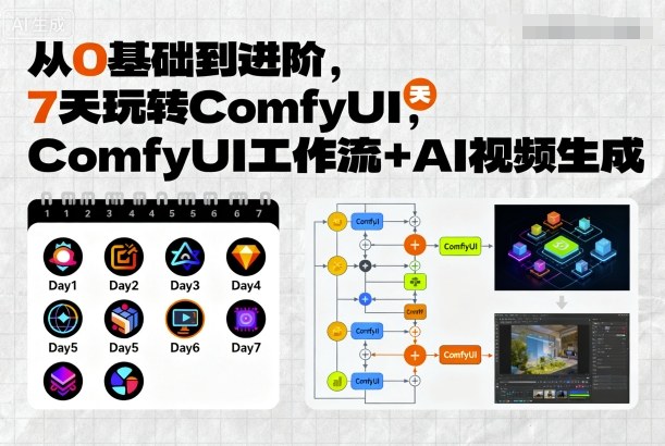 从0基础到进阶，7天玩转ComfyUI，Comfyui工作流+AI视频生成-蓝海云网创