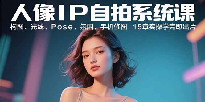 人像IP自拍系统课：构图、光线、Pose、氛围、手机修图 15章实操学完即出片-蓝海云网创