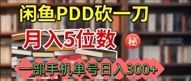 闲鱼PDD砍一刀，一部手机就可以操作，单号日入3张-蓝海云网创